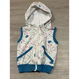 Vintage 80s Buster Brown Toddler Girls Hooded Sweatshirt Vest 2T Splatter‎ Paint